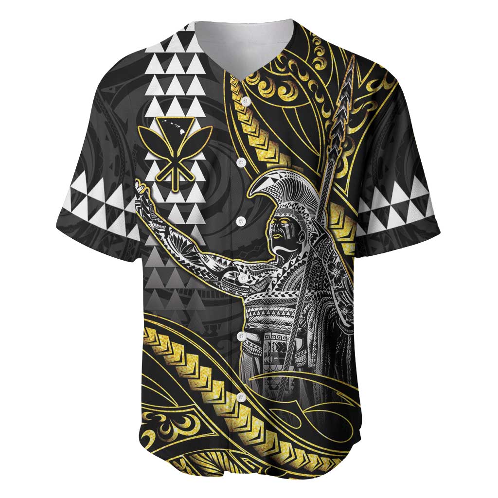 Hawaii King Kamehameha The Great Baseball Jersey Gold Tribal Tattoo
