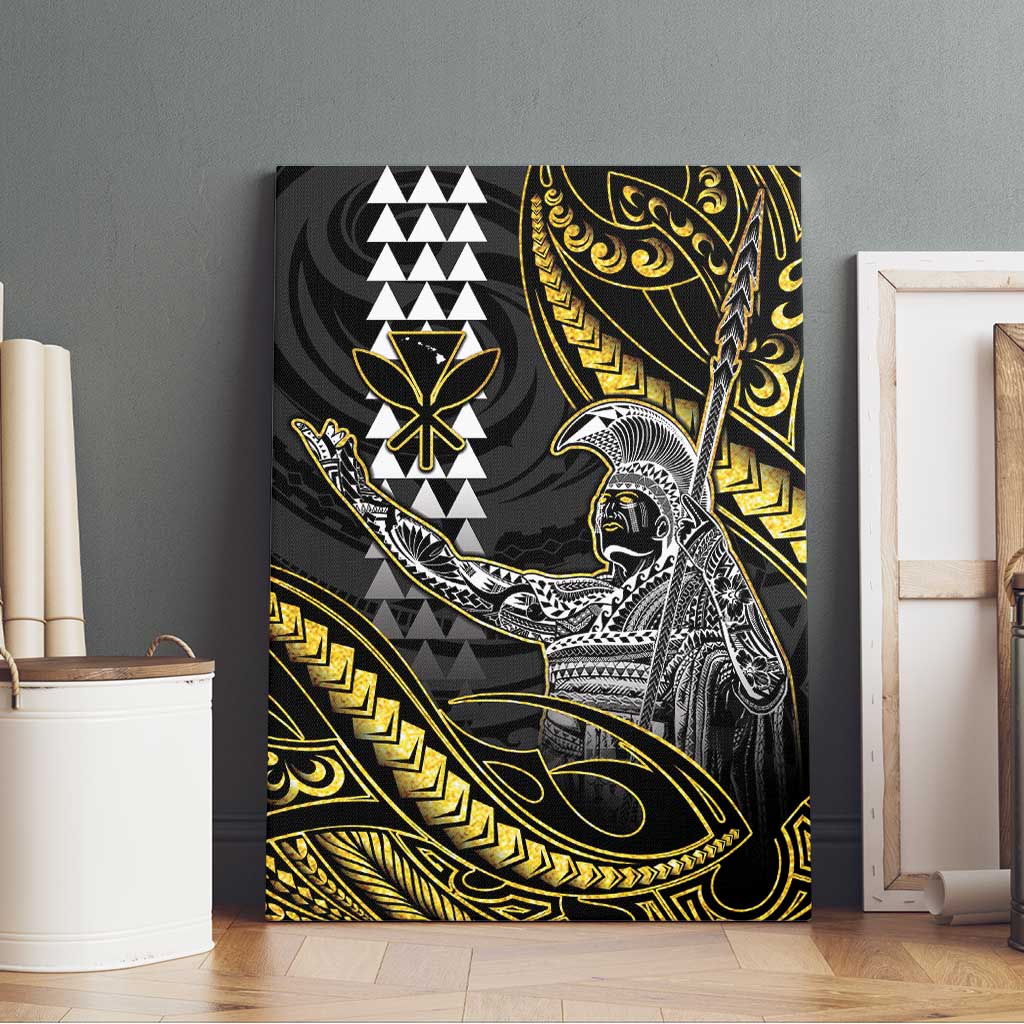 Hawaii King Kamehameha The Great Canvas Wall Art Gold Tribal Tattoo