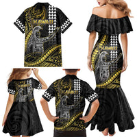 Hawaii King Kamehameha The Great Family Matching Mermaid Dress and Hawaiian Shirt Gold Tribal Tattoo