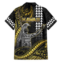 Hawaii King Kamehameha The Great Family Matching Short Sleeve Bodycon Dress and Hawaiian Shirt Gold Tribal Tattoo