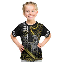 Hawaii King Kamehameha The Great Kid T Shirt Gold Tribal Tattoo