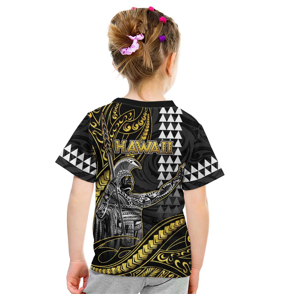 Hawaii King Kamehameha The Great Kid T Shirt Gold Tribal Tattoo