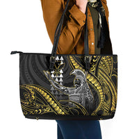 Hawaii King Kamehameha The Great Leather Tote Bag Gold Tribal Tattoo