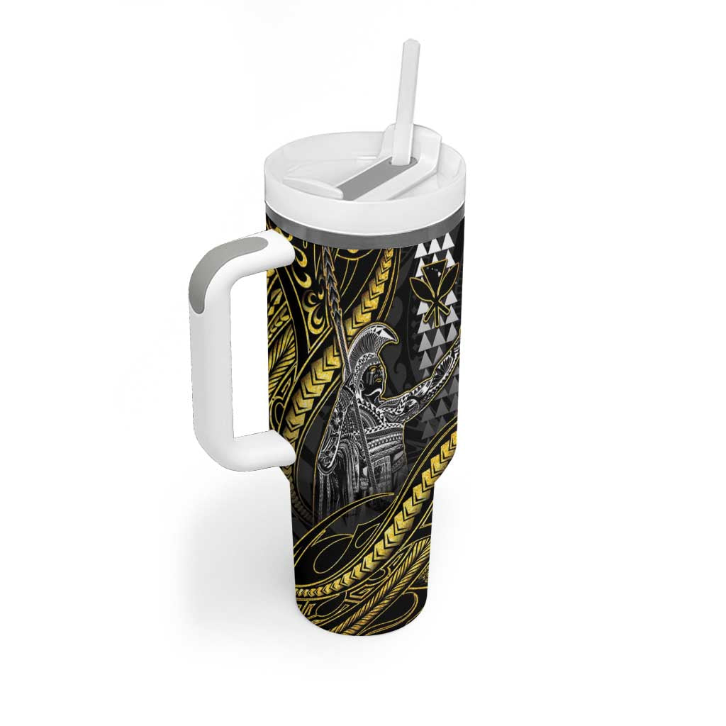 Hawaii King Kamehameha The Great Tumbler With Handle Gold Tribal Tattoo