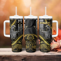 Hawaii King Kamehameha The Great Tumbler With Handle Gold Tribal Tattoo