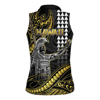 Hawaii King Kamehameha The Great Women Sleeveless Polo Shirt Gold Tribal Tattoo