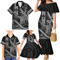 Hawaii King Kamehameha The Great Family Matching Mermaid Dress and Hawaiian Shirt Black Tribal Tattoo