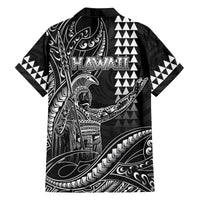 Hawaii King Kamehameha The Great Family Matching Off The Shoulder Long Sleeve Dress and Hawaiian Shirt Black Tribal Tattoo