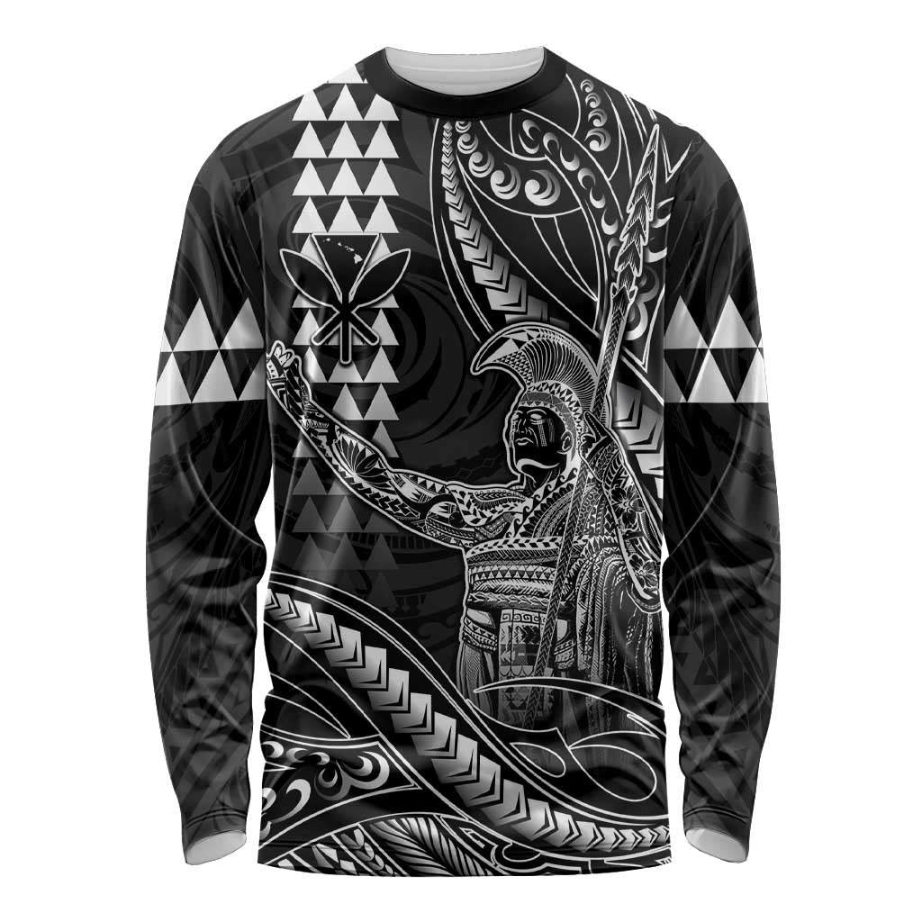 Hawaii King Kamehameha The Great Long Sleeve Shirt Black Tribal Tattoo