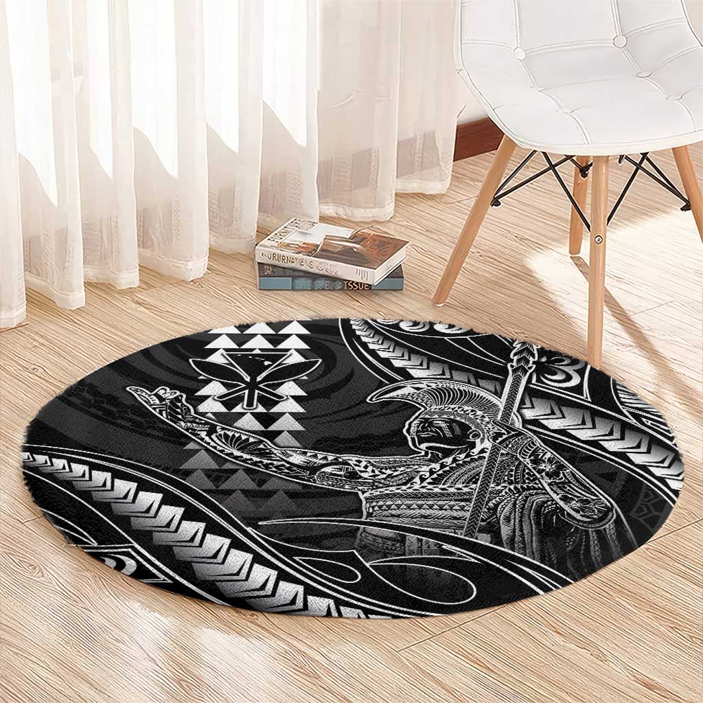 Hawaii King Kamehameha The Great Round Carpet Black Tribal Tattoo