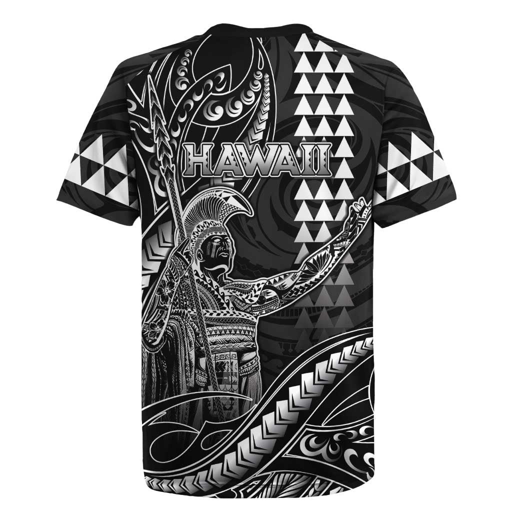 Hawaii King Kamehameha The Great Rugby Jersey Black Tribal Tattoo