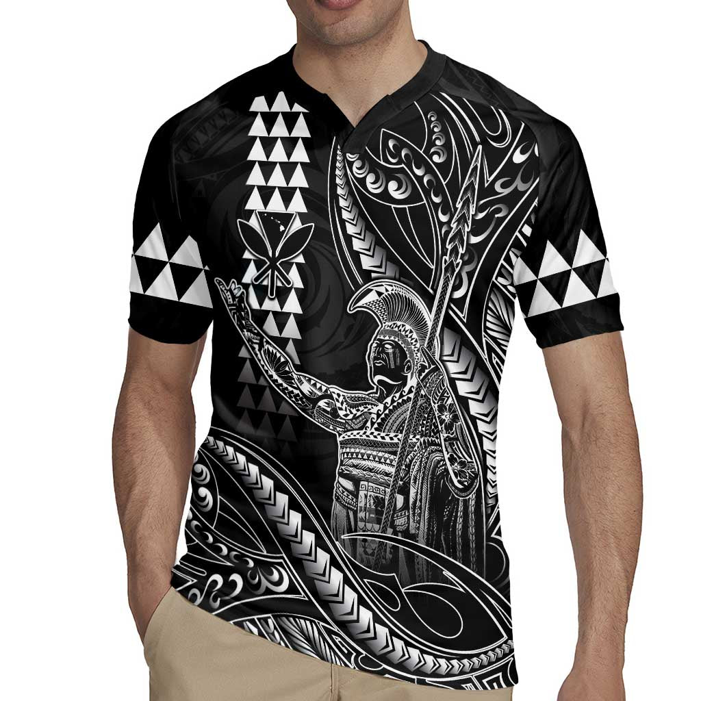 Hawaii King Kamehameha The Great Rugby Jersey Black Tribal Tattoo