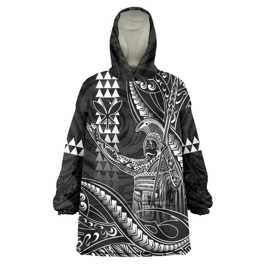 Hawaii King Kamehameha The Great Wearable Blanket Hoodie Black Tribal Tattoo