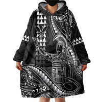Hawaii King Kamehameha The Great Wearable Blanket Hoodie Black Tribal Tattoo