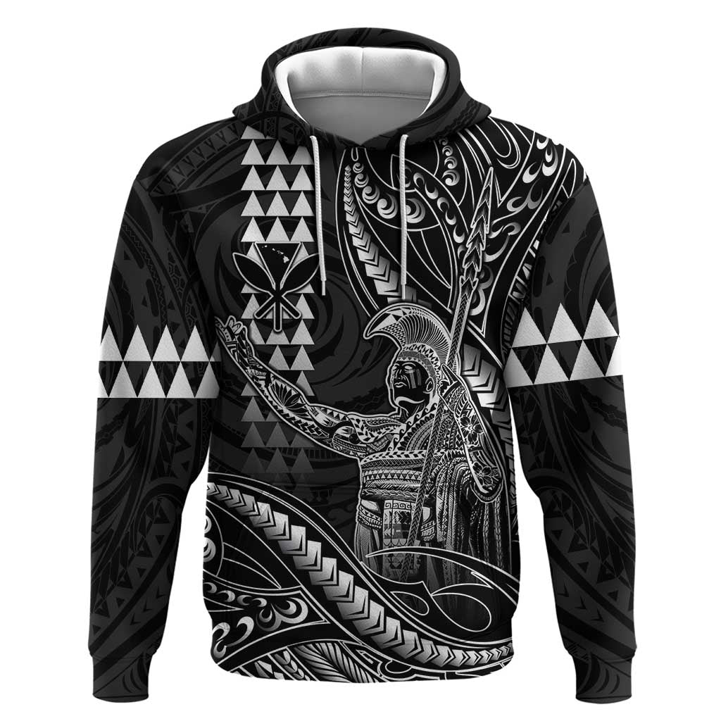 Hawaii King Kamehameha The Great Zip Hoodie Black Tribal Tattoo