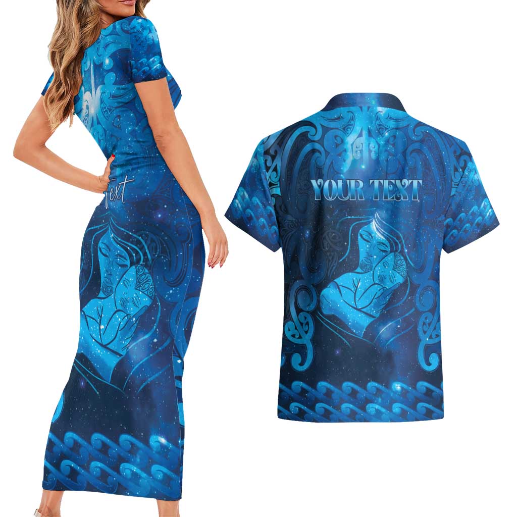 Personalised New Zealand Mother's Day Couples Matching Short Sleeve Bodycon Dress and Hawaiian Shirt Ko Te Whaea Te Takere O Te Waka