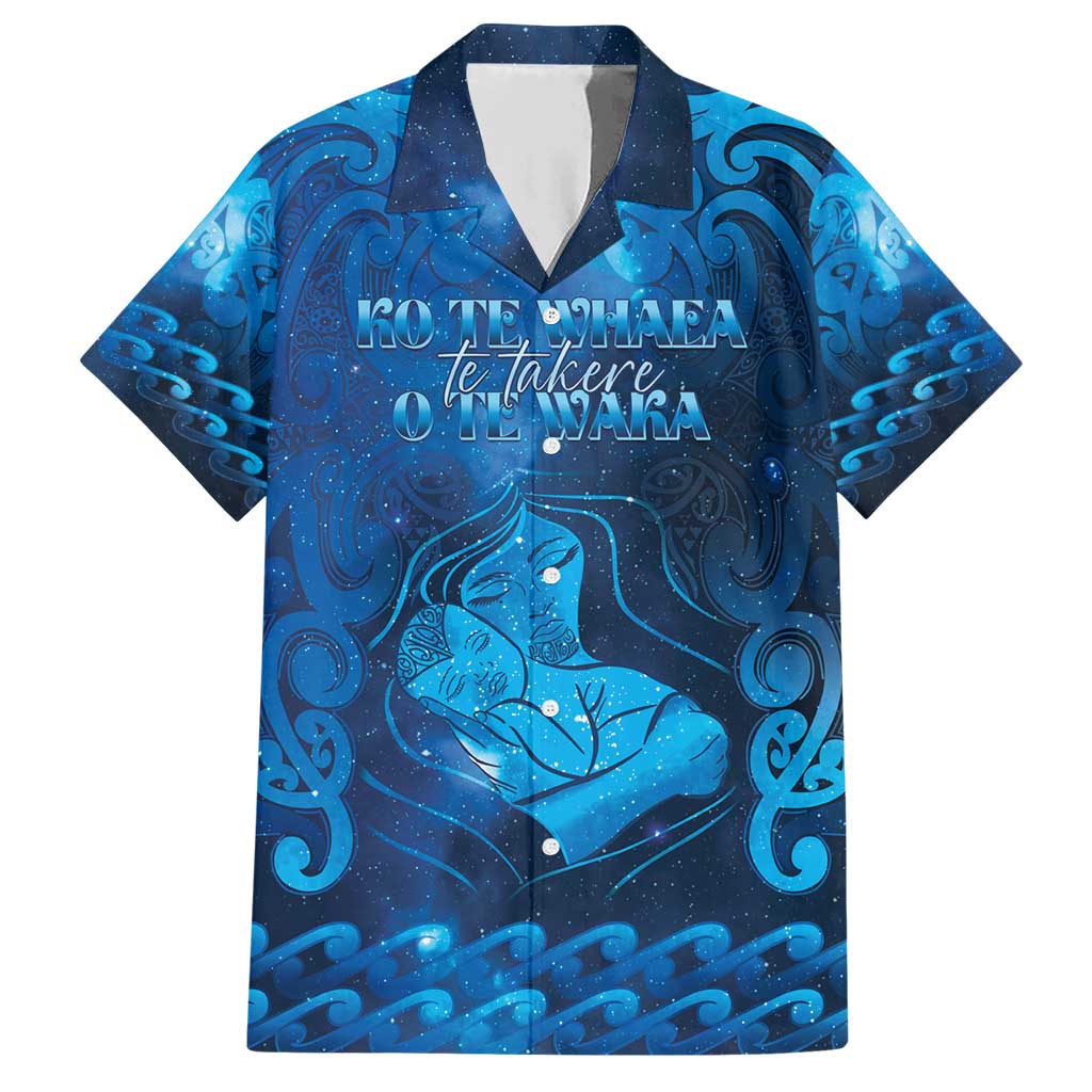 Personalised New Zealand Mother's Day Family Matching Short Sleeve Bodycon Dress and Hawaiian Shirt Ko Te Whaea Te Takere O Te Waka LT05 Dad's Shirt - Short Sleeve Blue - Polynesian Pride