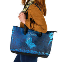 New Zealand Mother's Day Leather Tote Bag Ko Te Whaea Te Takere O Te Waka LT05 Blue - Polynesian Pride