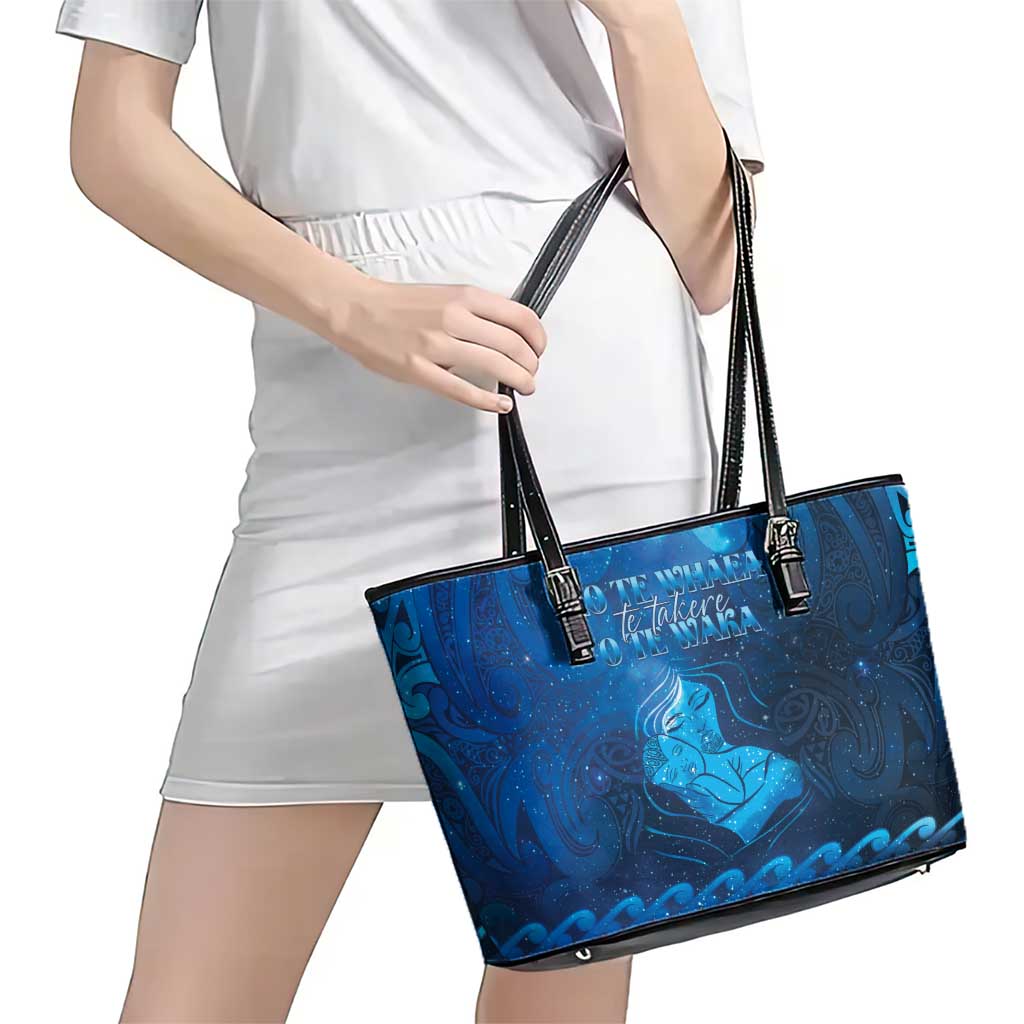 New Zealand Mother's Day Leather Tote Bag Ko Te Whaea Te Takere O Te Waka LT05 - Polynesian Pride