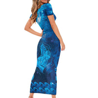 Personalised New Zealand Mother's Day Short Sleeve Bodycon Dress Ko Te Whaea Te Takere O Te Waka LT05 - Polynesian Pride