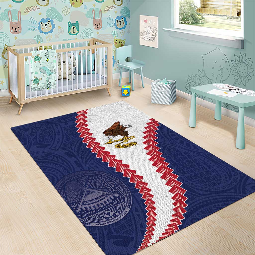 American Samoa Eagle Area Rug Polynesian Tribal Pattern Curve Style