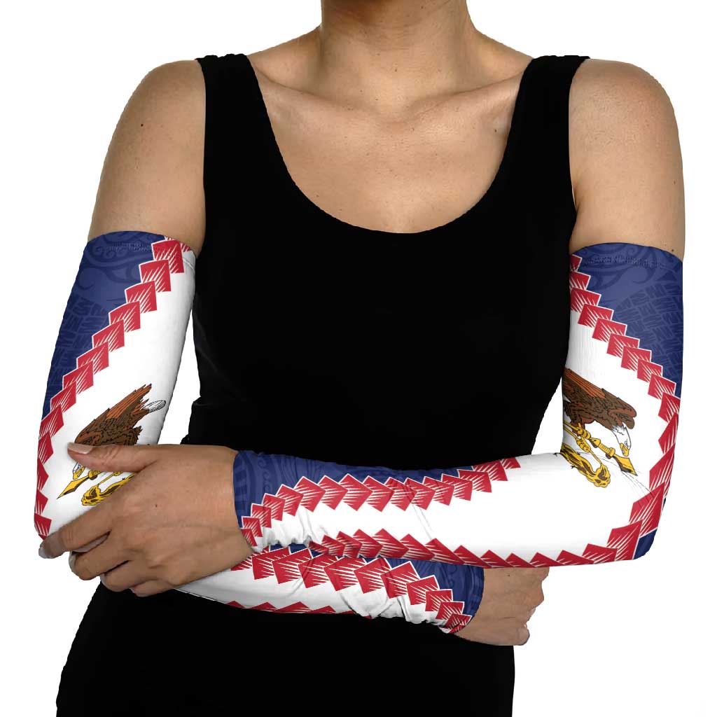 American Samoa Eagle Arm Sleeves Polynesian Tribal Pattern Curve Style
