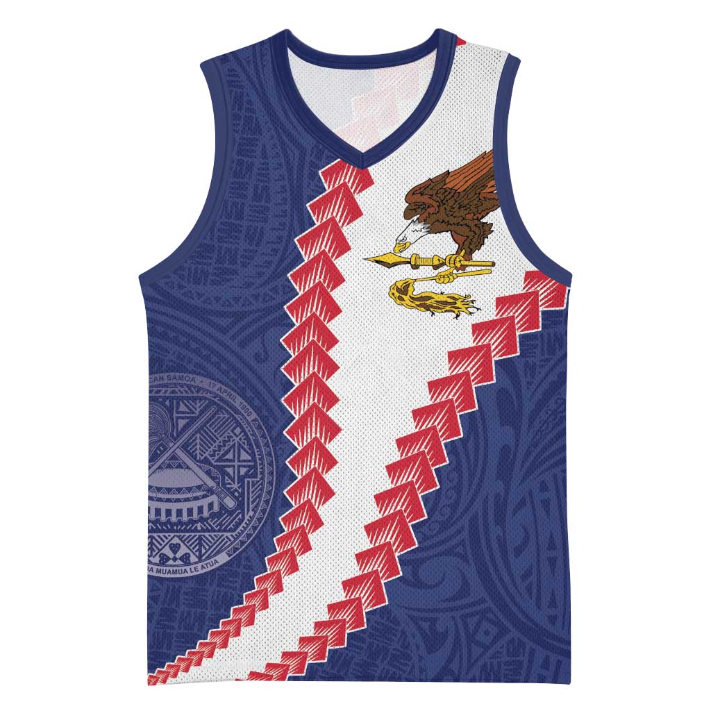 American Samoa Eagle Basketball Jersey Polynesian Tribal Pattern Curve Style