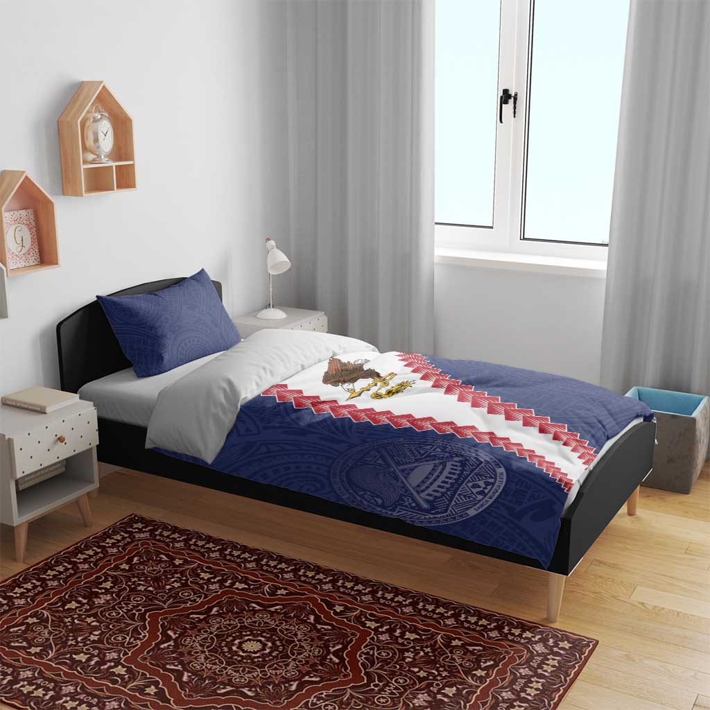 American Samoa Eagle Bedding Set Polynesian Tribal Pattern Curve Style