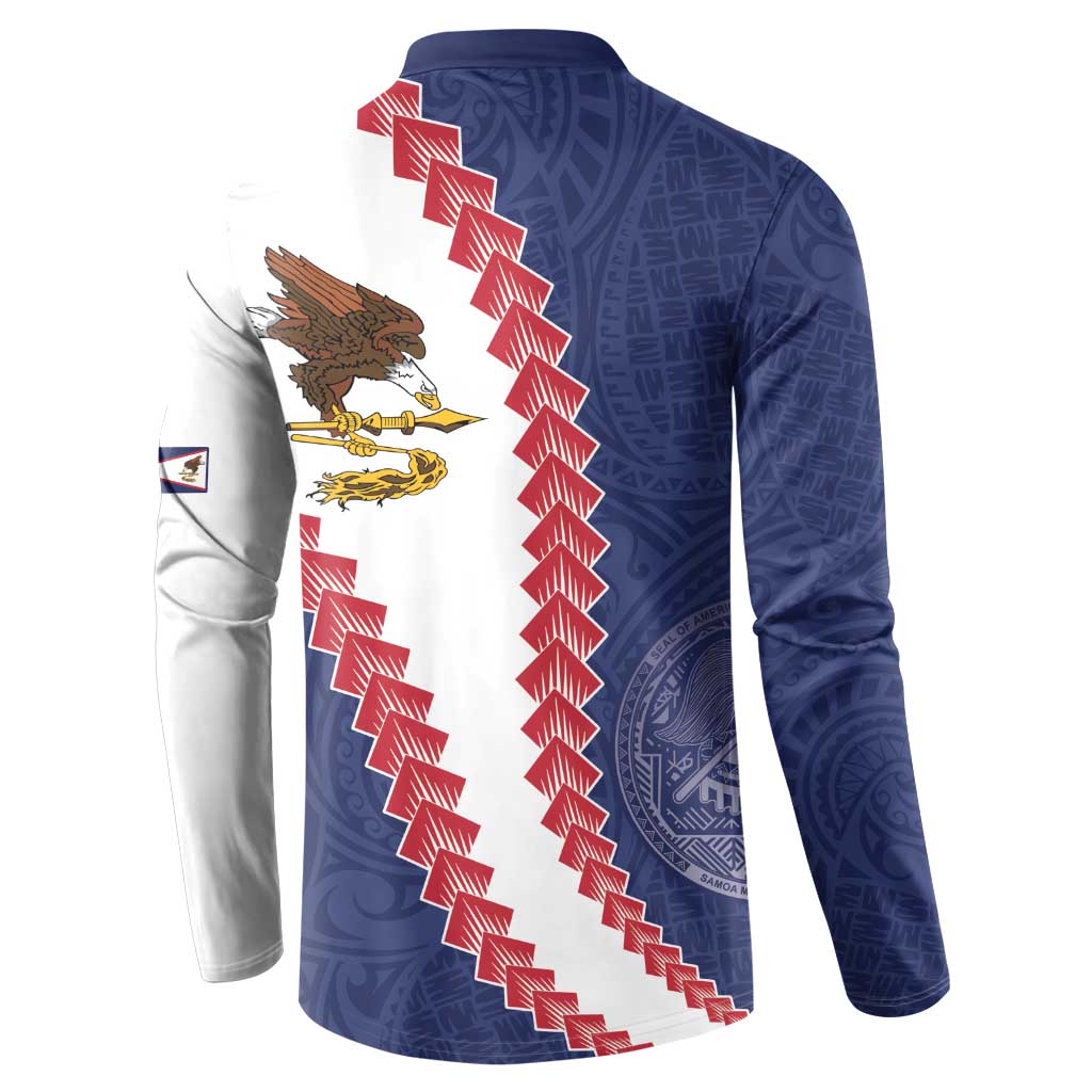 American Samoa Eagle Button Sweatshirt Polynesian Tribal Pattern Curve Style