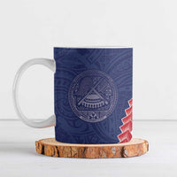 American Samoa Eagle Ceramic Mug Polynesian Tribal Pattern Curve Style