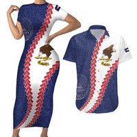 American Samoa Eagle Couples Matching Short Sleeve Bodycon Dress and Hawaiian Shirt Polynesian Tribal Pattern Curve Style