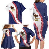 American Samoa Eagle Family Matching Long Sleeve Bodycon Dress and Hawaiian Shirt Polynesian Tribal Pattern Curve Style