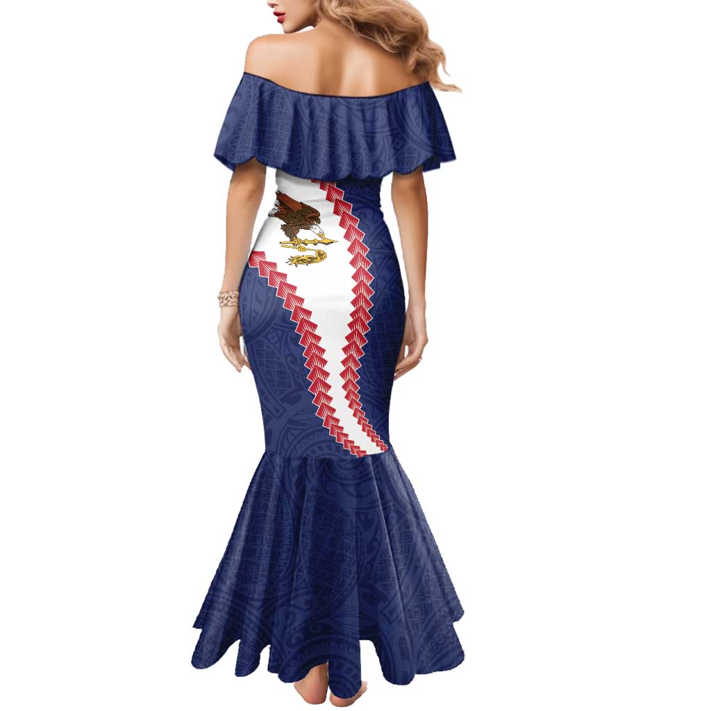 American Samoa Eagle Family Matching Mermaid Dress and Hawaiian Shirt Polynesian Tribal Pattern Curve Style