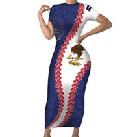 American Samoa Eagle Family Matching Short Sleeve Bodycon Dress and Hawaiian Shirt Polynesian Tribal Pattern Curve Style