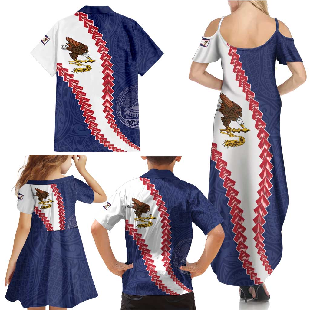 American Samoa Eagle Family Matching Summer Maxi Dress and Hawaiian Shirt Polynesian Tribal Pattern Curve Style