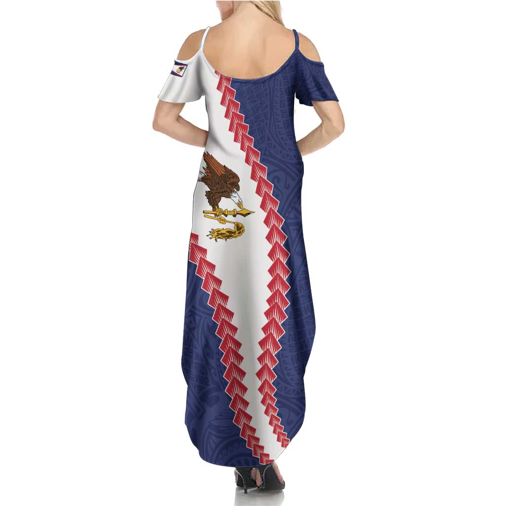 American Samoa Eagle Family Matching Summer Maxi Dress and Hawaiian Shirt Polynesian Tribal Pattern Curve Style