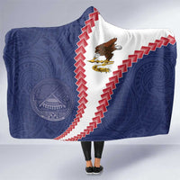 American Samoa Eagle Hooded Blanket Polynesian Tribal Pattern Curve Style
