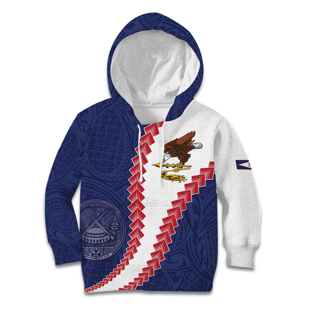 American Samoa Eagle Kid Hoodie Polynesian Tribal Pattern Curve Style