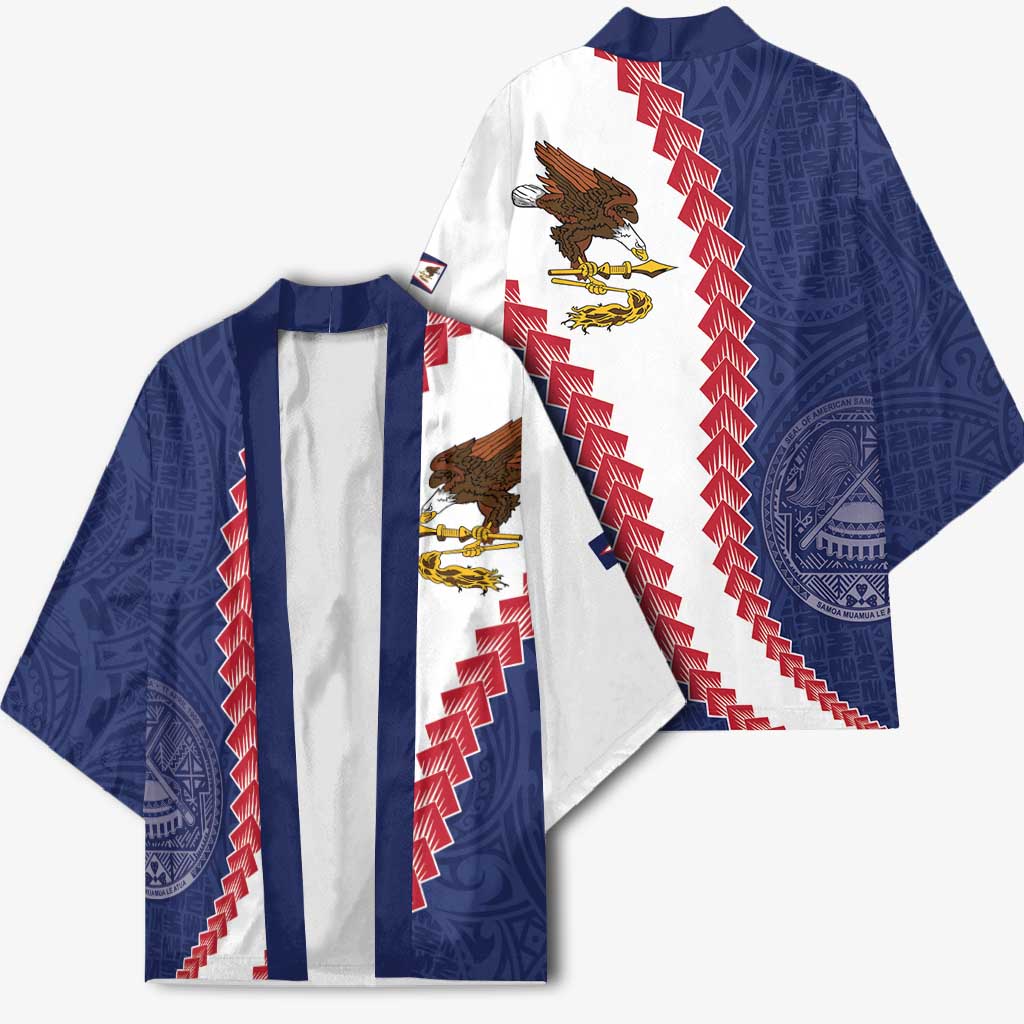 American Samoa Eagle Kimono Polynesian Tribal Pattern Curve Style