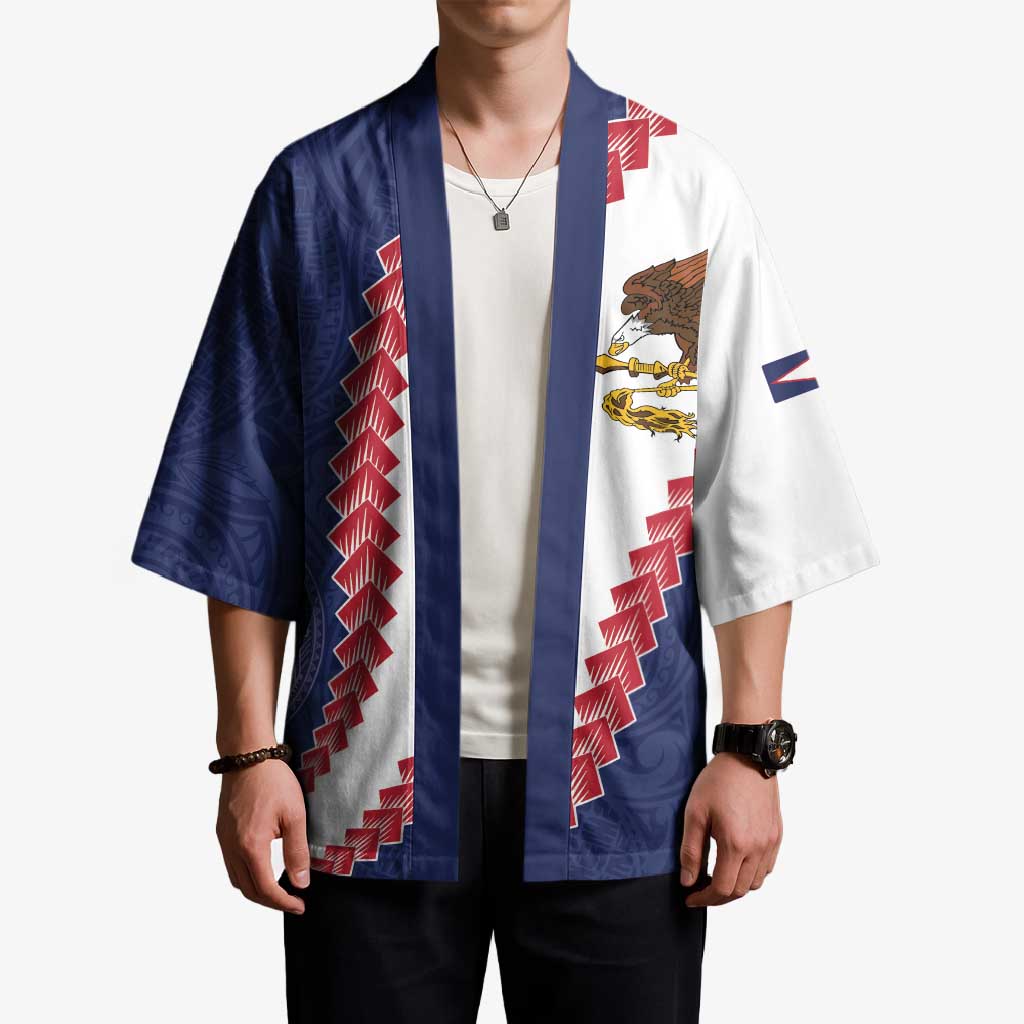 American Samoa Eagle Kimono Polynesian Tribal Pattern Curve Style