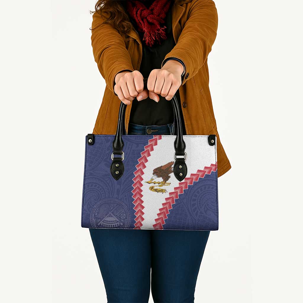American Samoa Eagle Leather Bag Polynesian Tribal Pattern Curve Style
