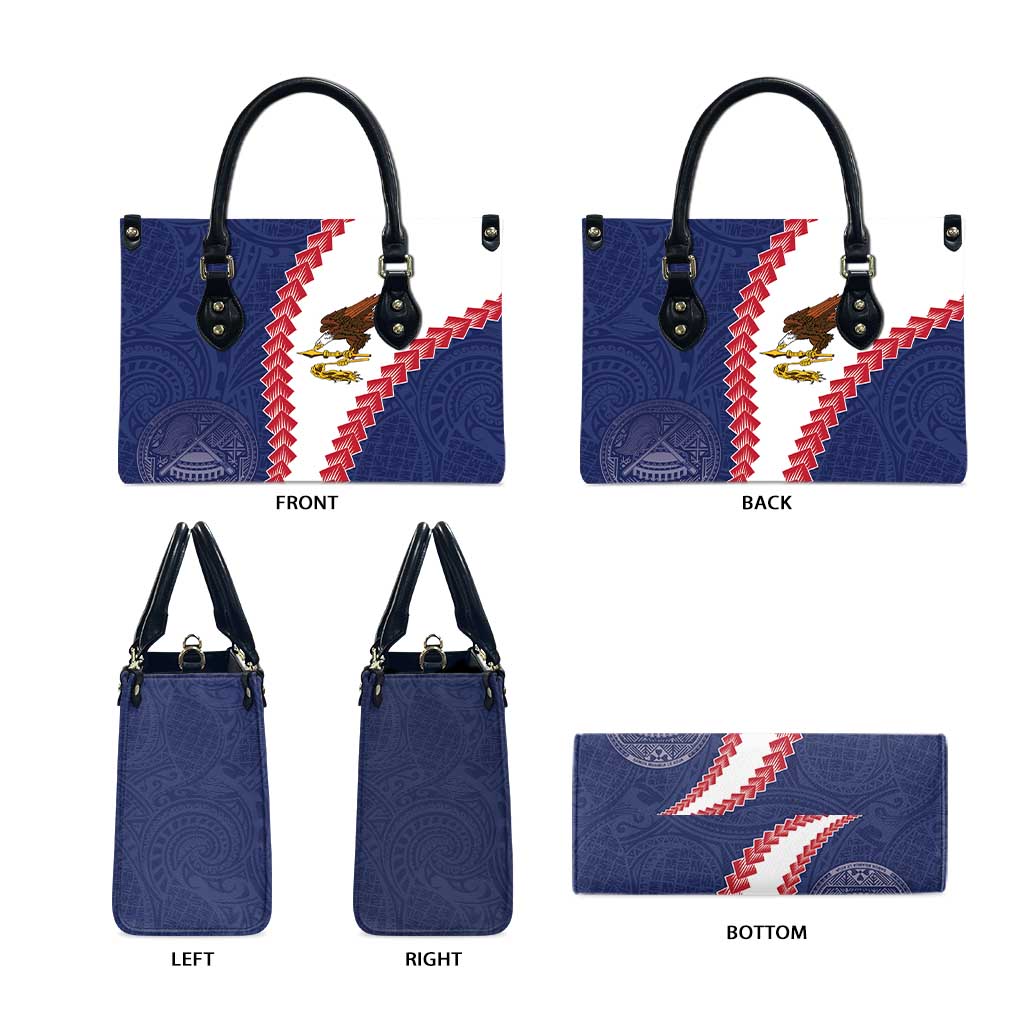 American Samoa Eagle Leather Bag Polynesian Tribal Pattern Curve Style