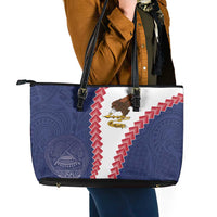 American Samoa Eagle Leather Tote Bag Polynesian Tribal Pattern Curve Style