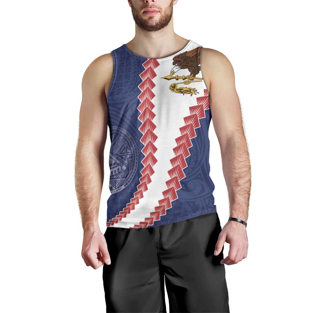 American Samoa Eagle Men Tank Top Polynesian Tribal Pattern Curve Style