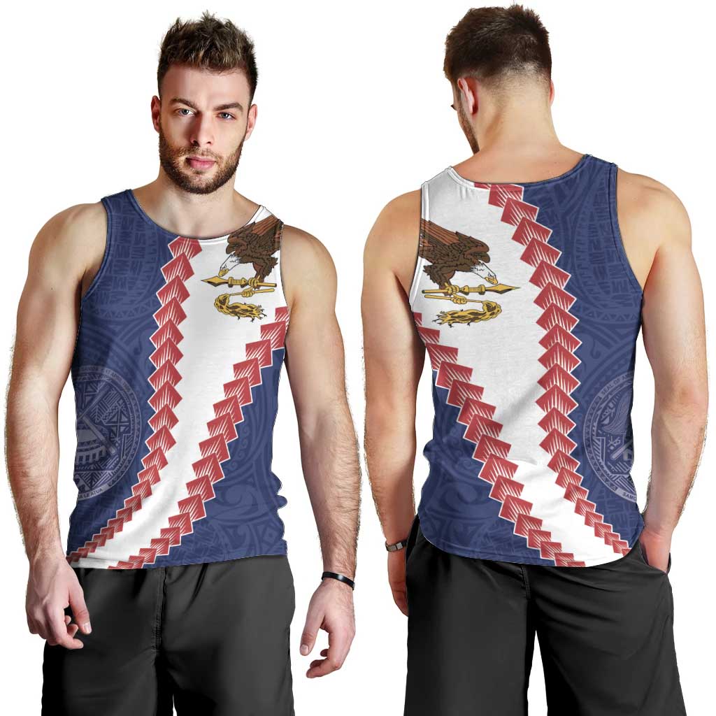 American Samoa Eagle Men Tank Top Polynesian Tribal Pattern Curve Style