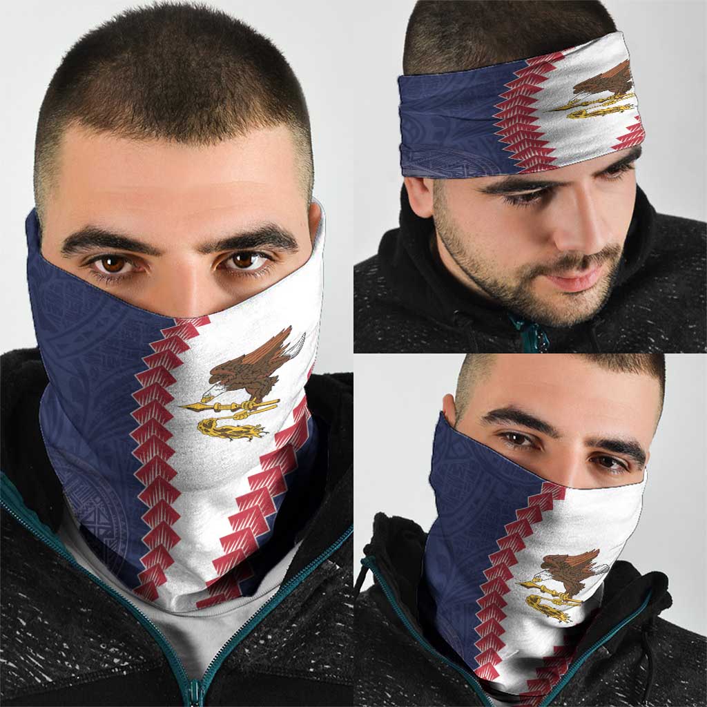 American Samoa Eagle Neck Gaiter Polynesian Tribal Pattern Curve Style