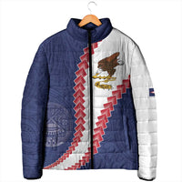 American Samoa Eagle Padded Jacket Polynesian Tribal Pattern Curve Style