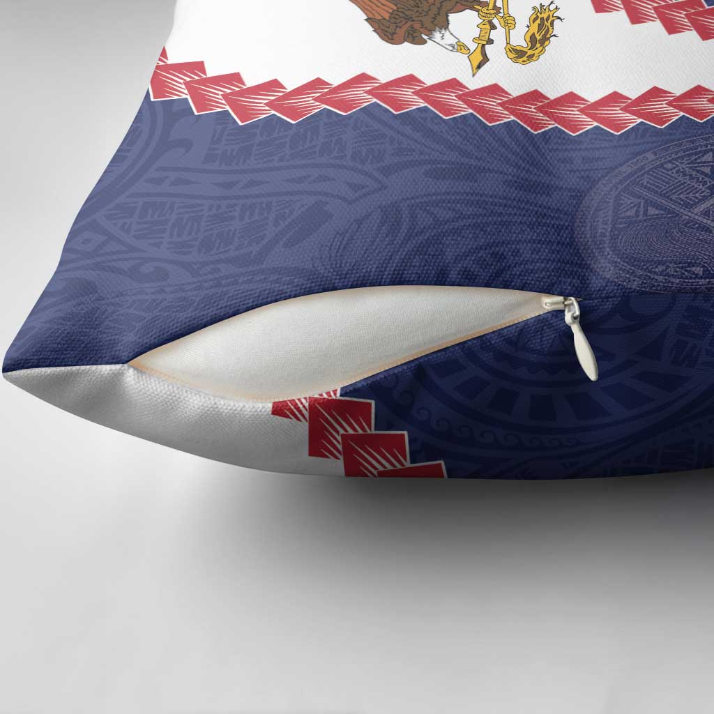 American Samoa Eagle Pillow Cover Polynesian Tribal Pattern Curve Style