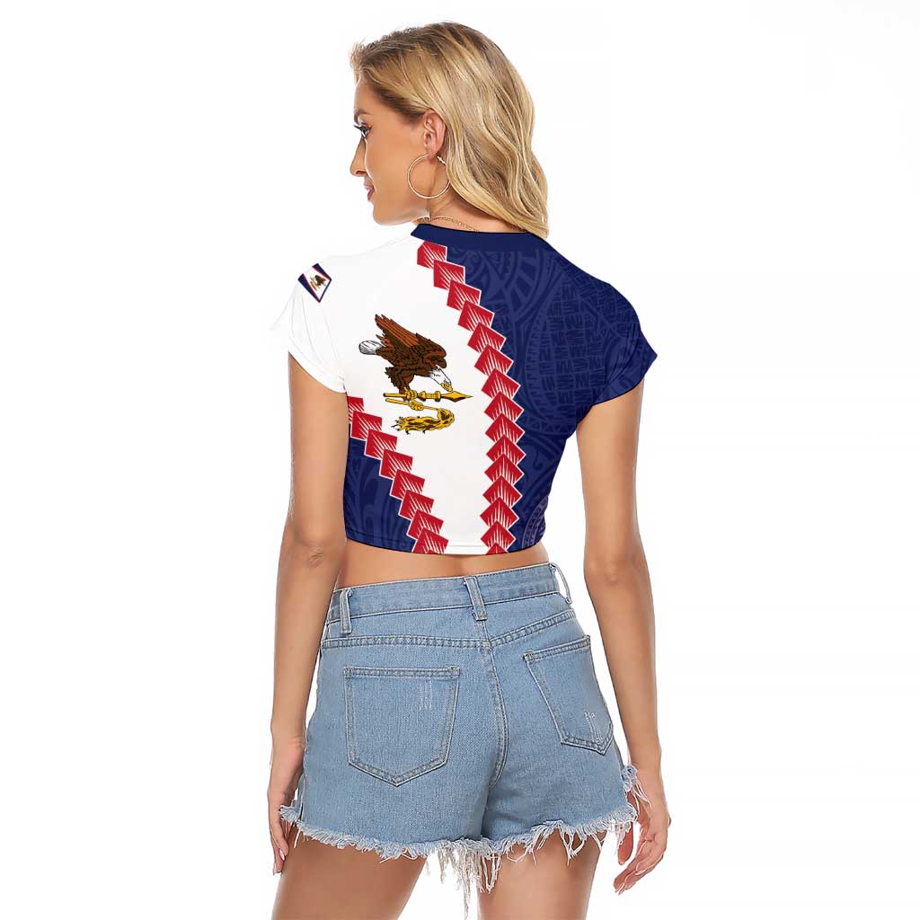 American Samoa Eagle Raglan Cropped T Shirt Polynesian Tribal Pattern Curve Style