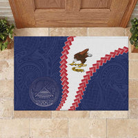 American Samoa Eagle Rubber Doormat Polynesian Tribal Pattern Curve Style